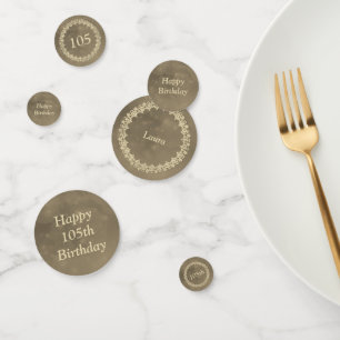 Brown and Gold personalised 105th birthday Confetti