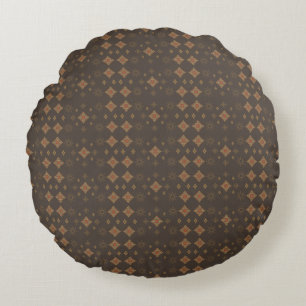 Brown and Gold Retro Vibes Round Cushion