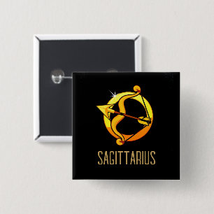 Brown and gold Sagittarius zodiac sign black 15 Cm Square Badge