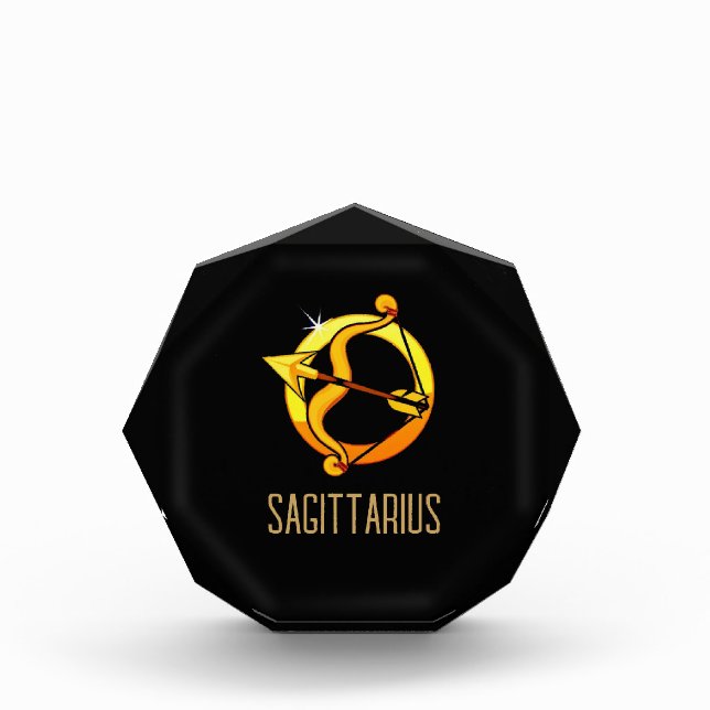 Brown and gold Sagittarius zodiac sign black Photo Block (Front)