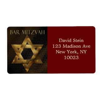 Brown and Gold Star of David address labels