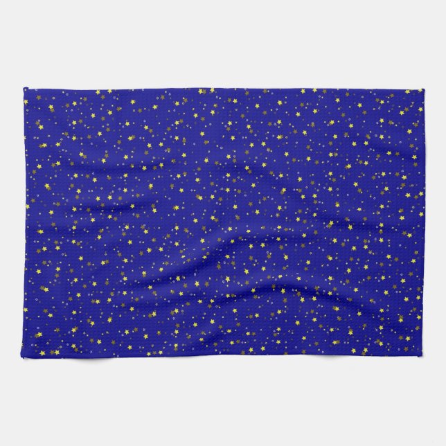 Brown And Gold Stars Tea Towel (Horizontal)