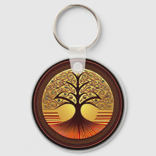 Brown and Gold Tree of Life Keychain
