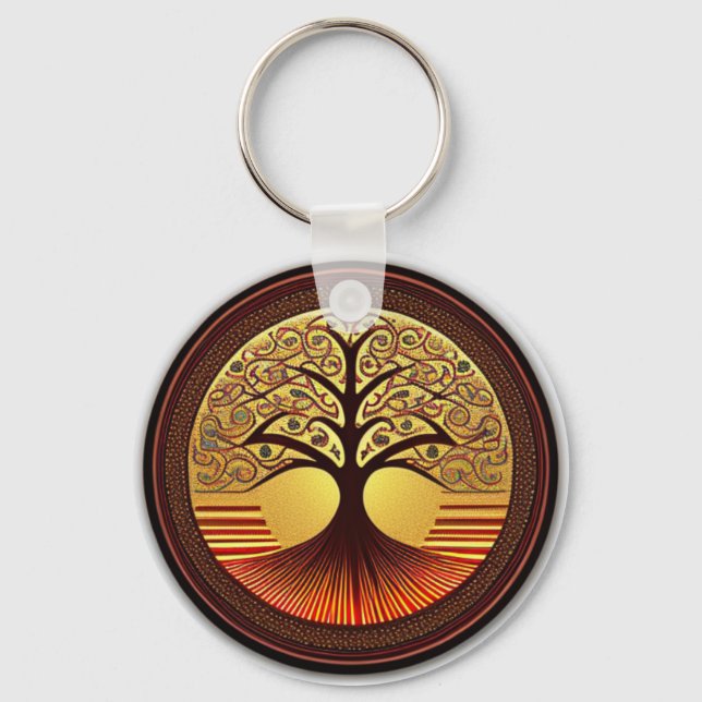 Brown and Gold Tree of Life Keychain (Front)
