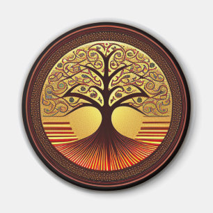 Brown and Gold Tree of Life Magnet