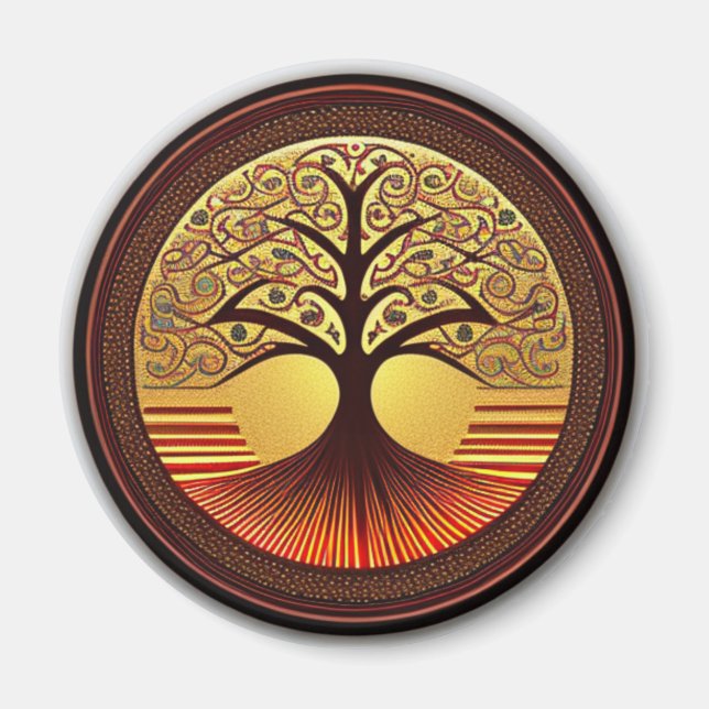 Brown and Gold Tree of Life Magnet (Front)