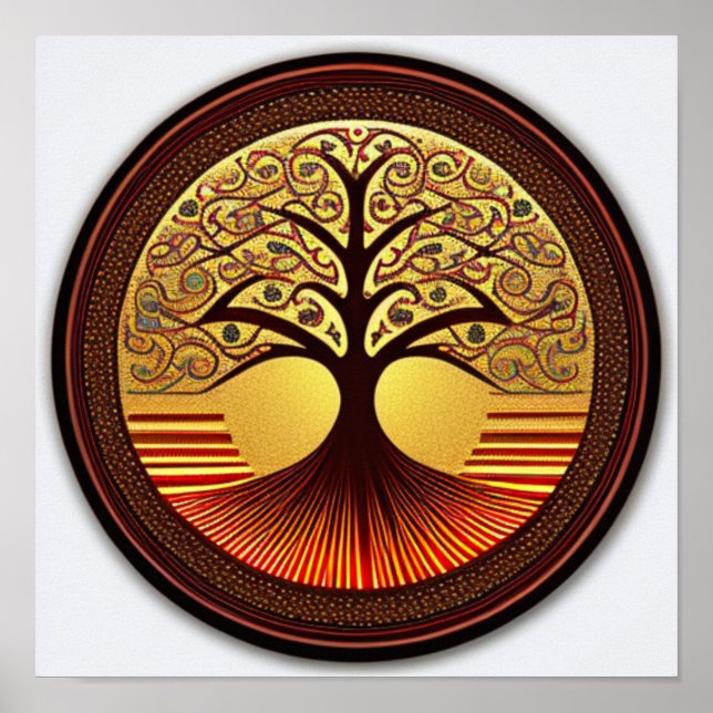 Brown and Gold Tree of Life Poster (Front)