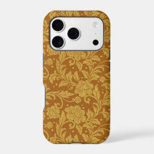 Brown and gold vintage floral damask