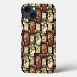 Brown and golden stain, carved rectangular pieces iPhone 13 case