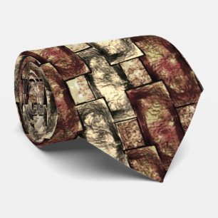 Brown and golden stain, carved rectangular pieces tie