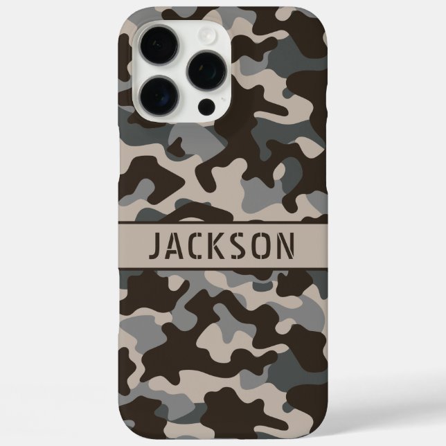 Brown and Gray Camouflage Personalized Case-Mate iPhone Case (Back)