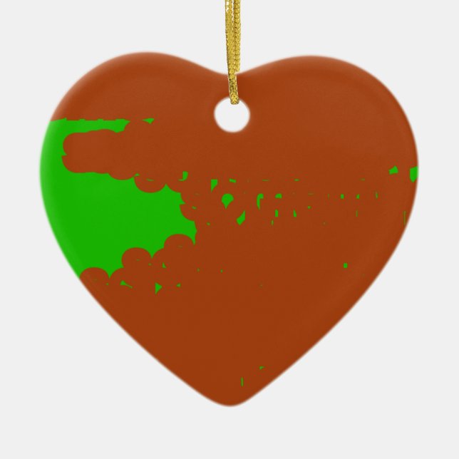 brown and green abstract art ceramic tree decoration (Front)