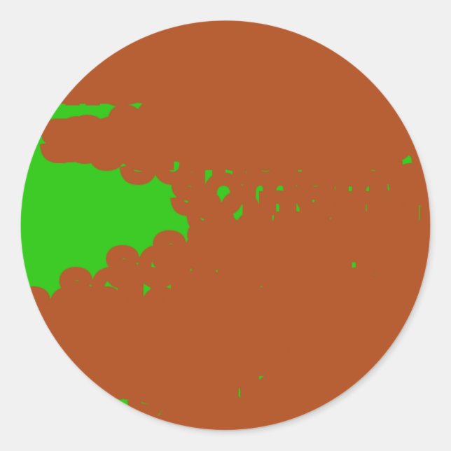 brown and green abstract art classic round sticker (Front)