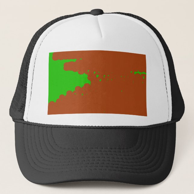 brown and green abstract art trucker hat (Front)