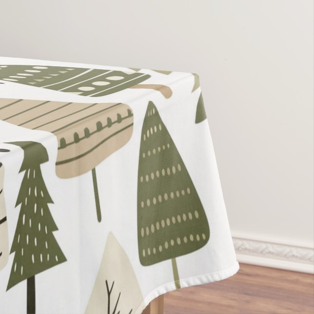 Brown and green Christmas Trees  Tablecloth (In Situ)