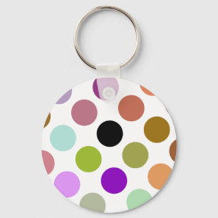 Brown And Green Colourful Dots Key Ring