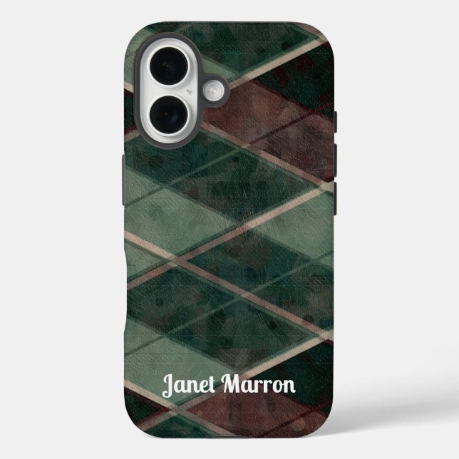 Brown and Green Diamonds iPhone / iPad case (Back)