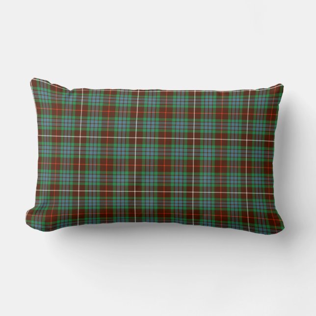 Brown and Green Fraser Clan Hunting Plaid Lumbar Cushion (Front)