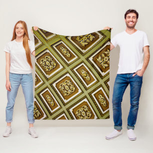 Brown and Green Geometric Ceiling Fleece Blanket