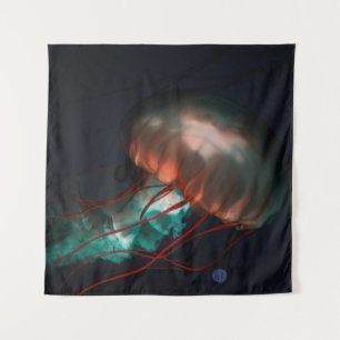 BROWN AND GREEN JELLYFISH TAPESTRY