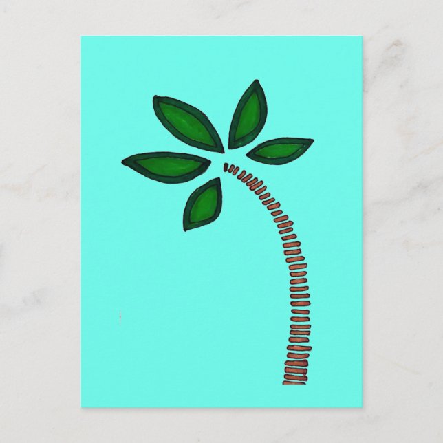 Brown and green palm tree drawing postcard (Front)