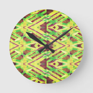 Brown and green pattern round clock