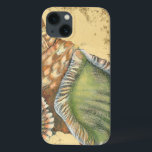 Brown and Green Seashell iPhone 13 Case<br><div class="desc">If you can't get to the beach today,  get this classic style image of this unique green and brown seashell today! This seashell by the ocean is surrounded by warm sand in this painting and would go great on any nautical products.</div>
