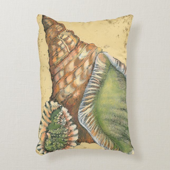 Brown and Green Seashell Decorative Cushion (Front(Vertical))