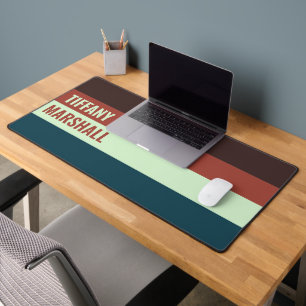 Brown and Green Stripes Pattern Personalised Desk Mat