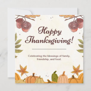 Brown and Green Watercolor Thanksgiving card