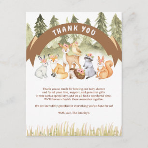 Brown And Green Woodland Animals Baby Shower Enclosure Card