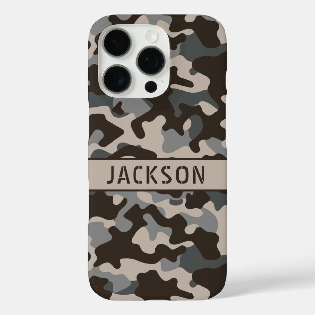 Brown and Grey Camouflage Personalised Case-Mate iPhone Case (Back)