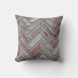 Brown and grey concrete brick wall cushion