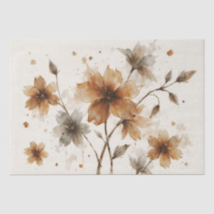 Brown And Grey Floral Design Tissue Paper