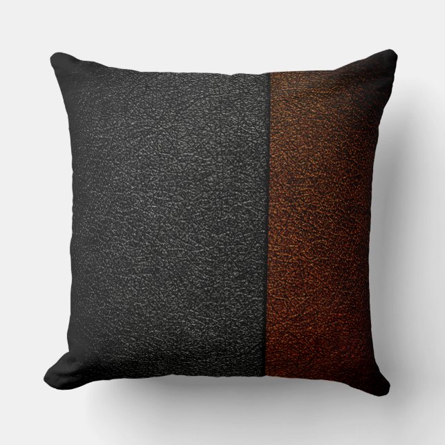 Brown and Grey Leather Cushion (Front)
