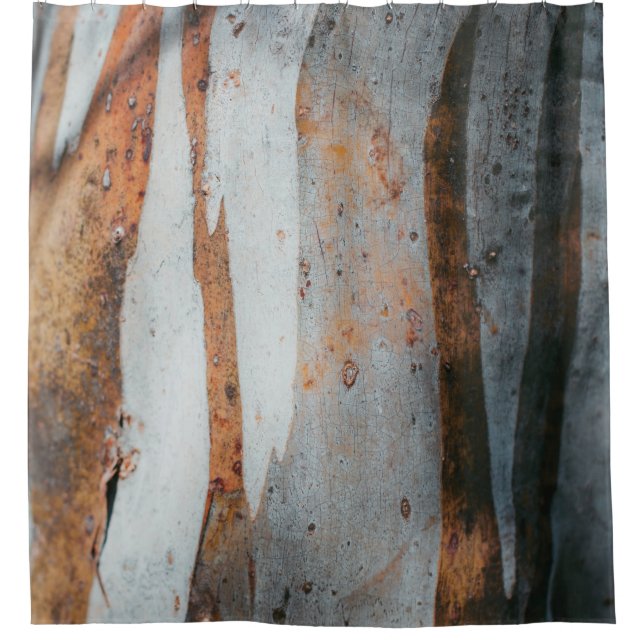 Brown and grey tree trunk shower curtain (Front)