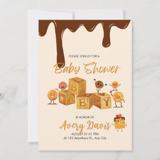 Brown and honey Chocolate Dessert Baby Shower  Invitation