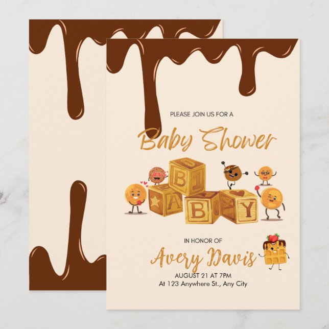 Brown and honey Chocolate Dessert Baby Shower  Invitation (Front/Back)