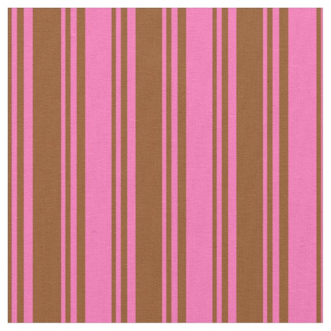 Brown and Hot Pink Coloured Striped Pattern Fabric (Close Up)