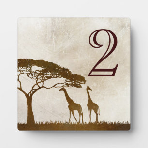 Brown and Ivory African Giraffe Table Number Plaque