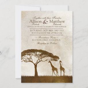 Brown and Ivory African Giraffe Wedding Invitation