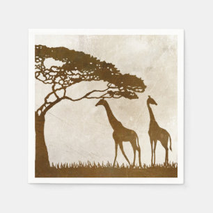 Brown and Ivory African Giraffe Wedding Napkin