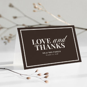 Brown and Ivory Neutral Classic Luxe Wedding Thank You Card