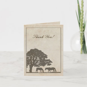 Brown and Ivory Vintage Horse Farm Thank You Card
