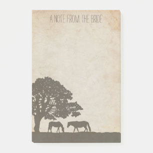 Brown and Ivory Vintage Horse Farm Wedding Post-it Notes