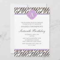 Brown and Lavender Zebra Pattern Monogram