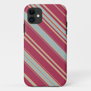 Brown and Light Blue Diagonal Stripes iPhone 11 Case