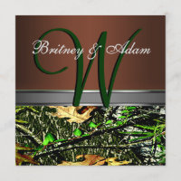 Brown and Mossy Green Camo Wedding Invitations