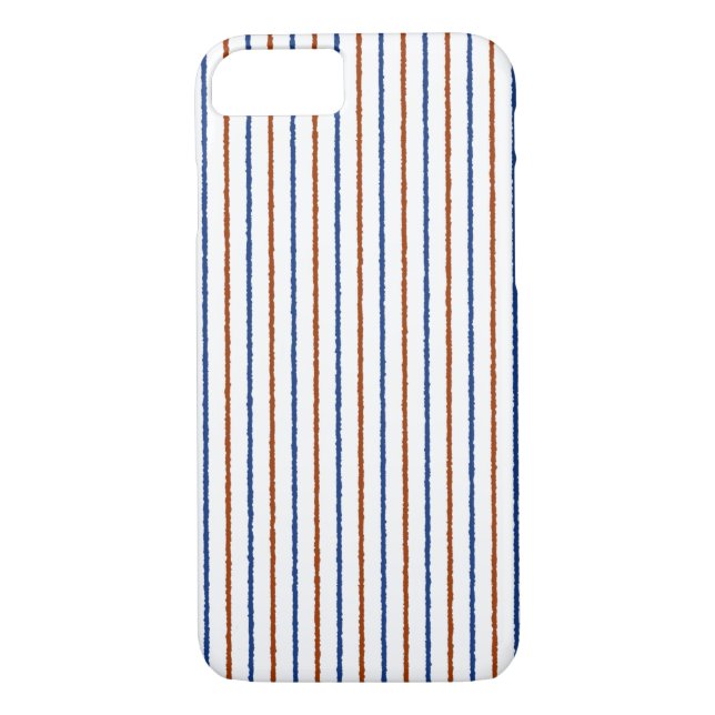 Brown and Navy Blue Stripes with Uneven Lines Case-Mate iPhone Case (Back)