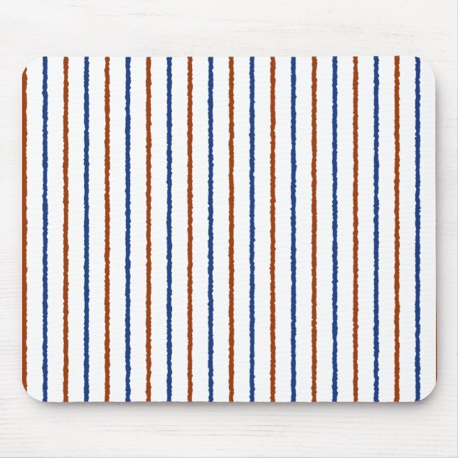 Brown and Navy Blue Stripes with Uneven Lines Mouse Mat (Front)
